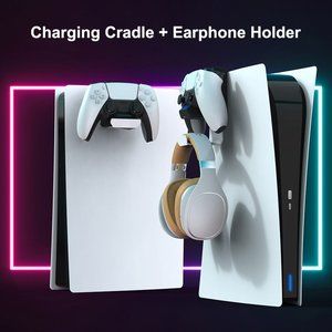 Fast Charger Kit + Headset Holder for PS5 Gamepad, USB Type-C Charging Station f